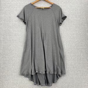 Ninexis Dress Womens Medium Gray Ragland Short Sleeve Ruffled Asymmetrical Hem